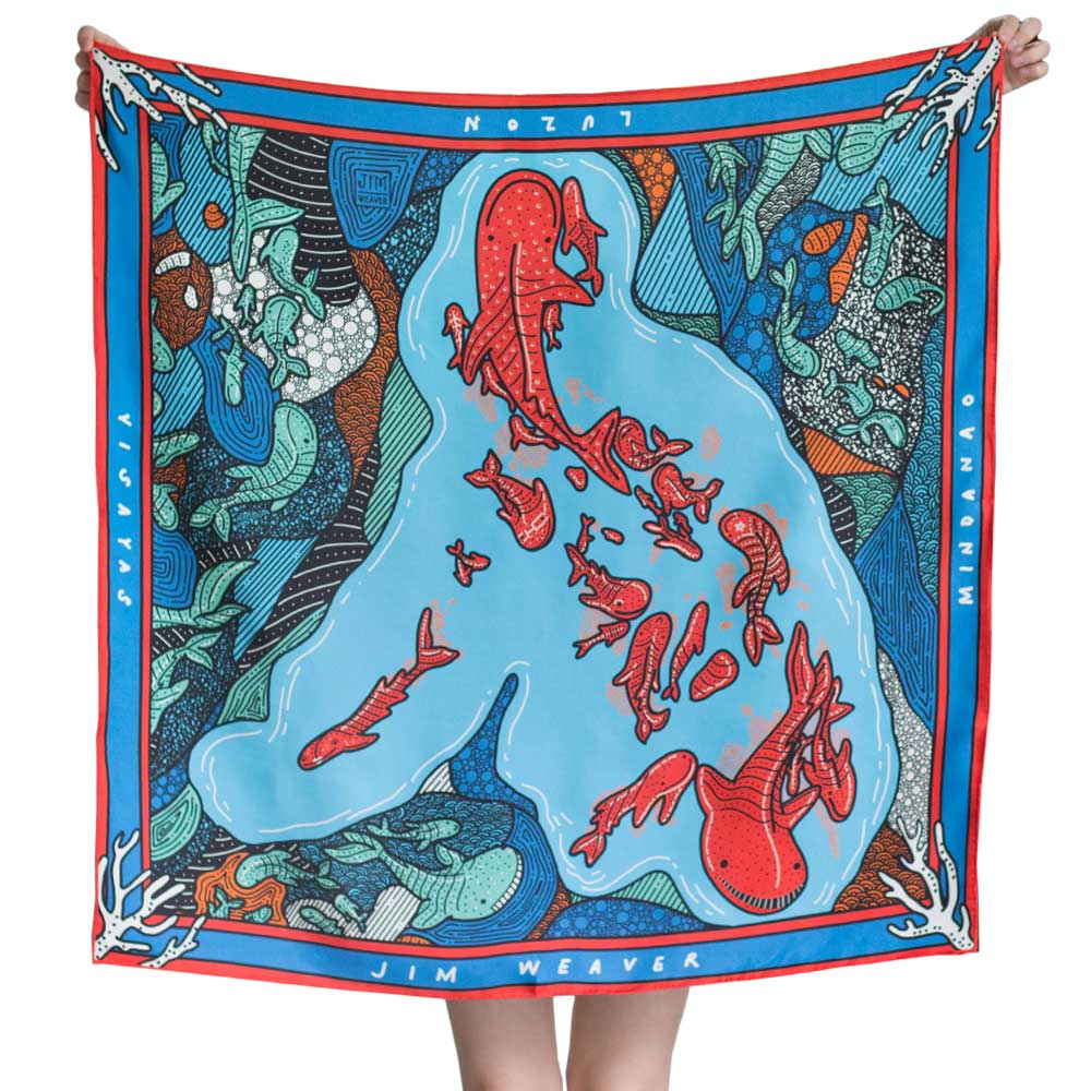 [設計師品牌] JIM Weaver  “海洋” 真絲絲巾  90 × 90 公分
