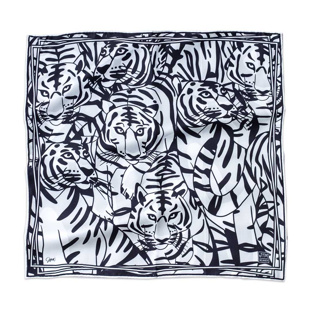 [設計師品牌] JIM Weaver  “老虎”  真絲絲巾  43 × 43 公分