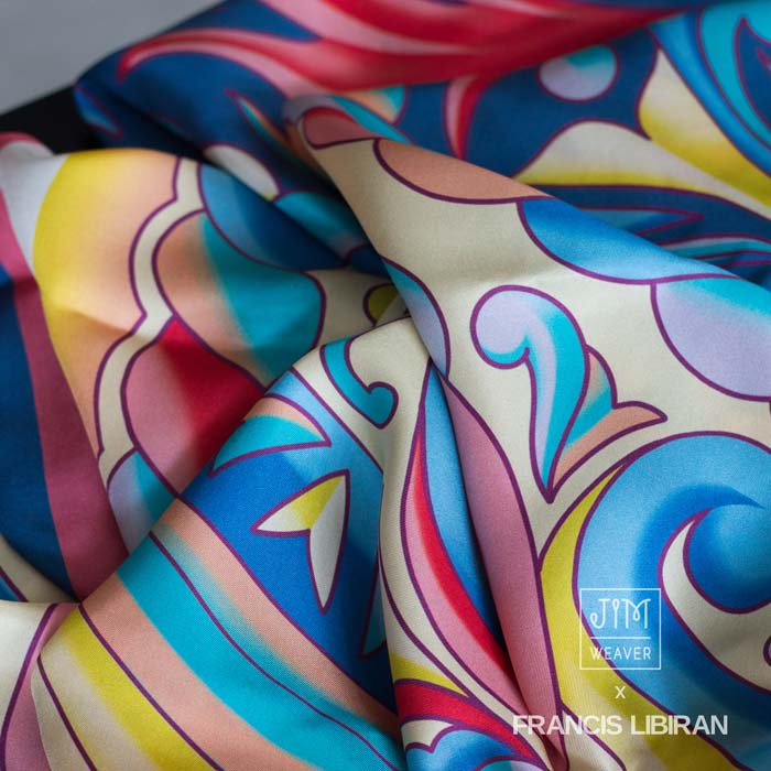 [設計師品牌] JIM Weaver  “過去與現在”  真絲絲巾  120 × 120 公分